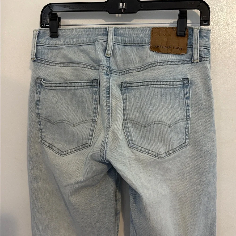 American Eagle Light Wash Patched Skinny Jeans 28W 32L